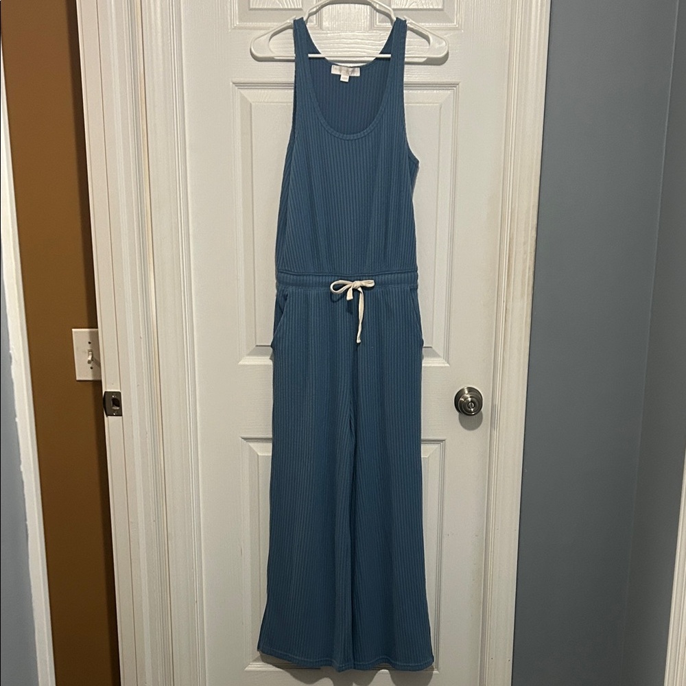 Spiritual Gangster Blue Sleeveless Jumpsuit with Drawstring Waist, Size XS